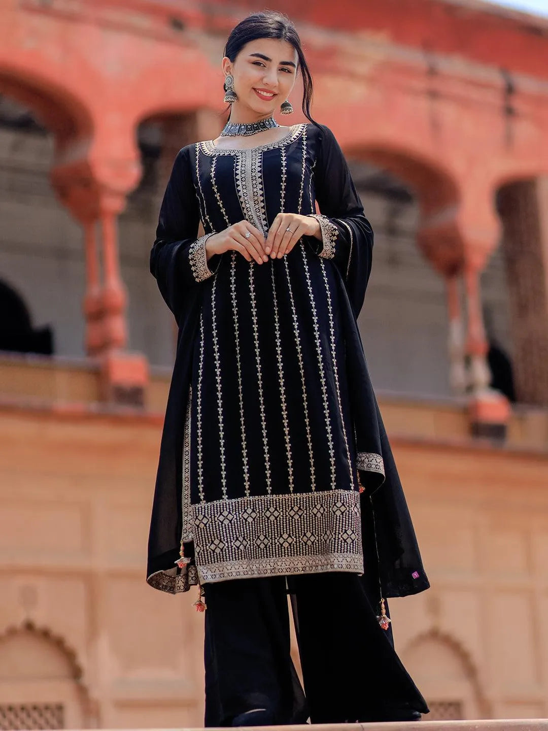 Pakistani Designer Salwar Kameez Ready To Wear 3 Piece Suit popular Stylish Georgette Kurti Pant Set Partywear Ethnic Sharara Kurta And Dupatta Set