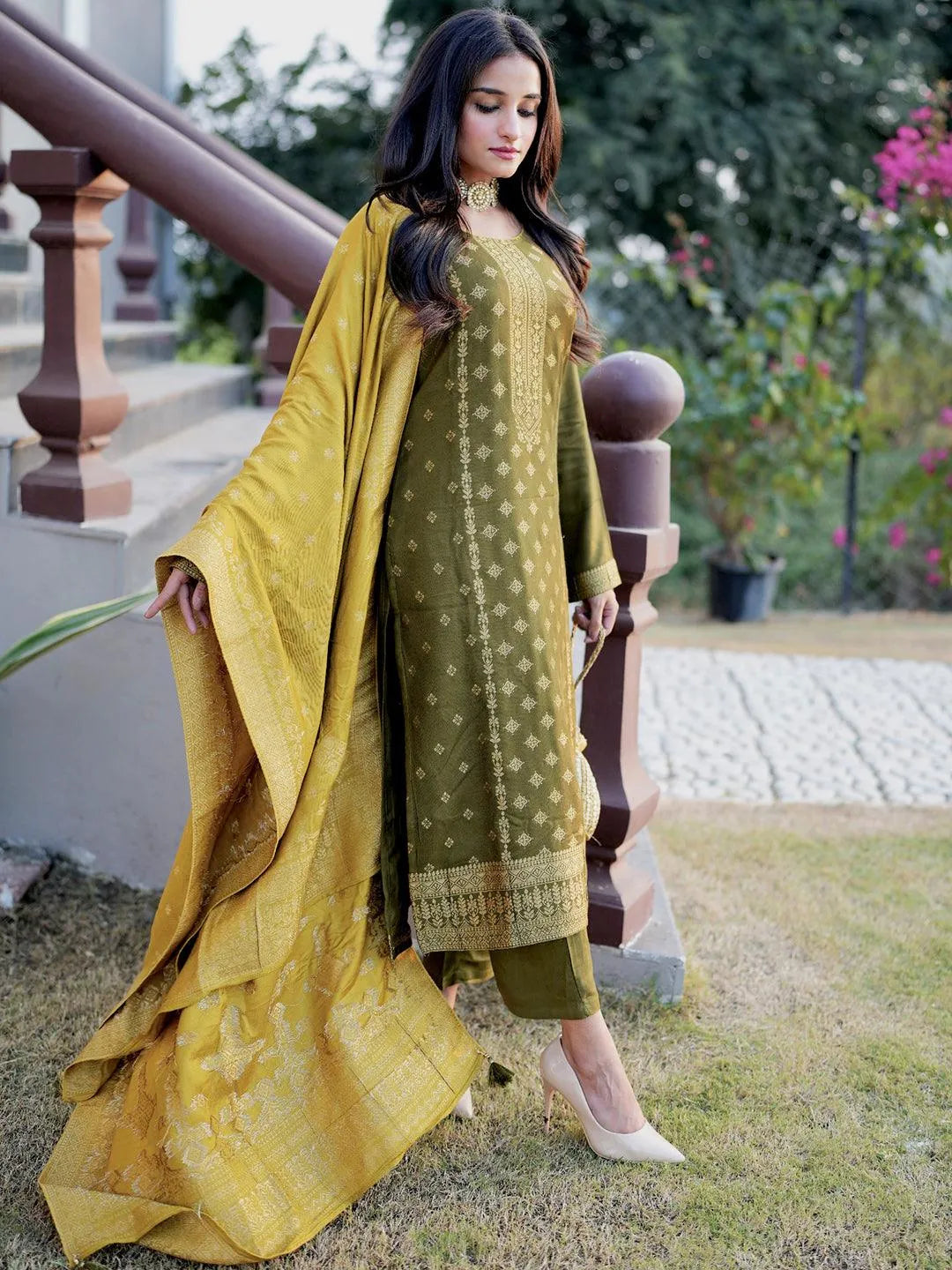 Libas olive green on sale kurta