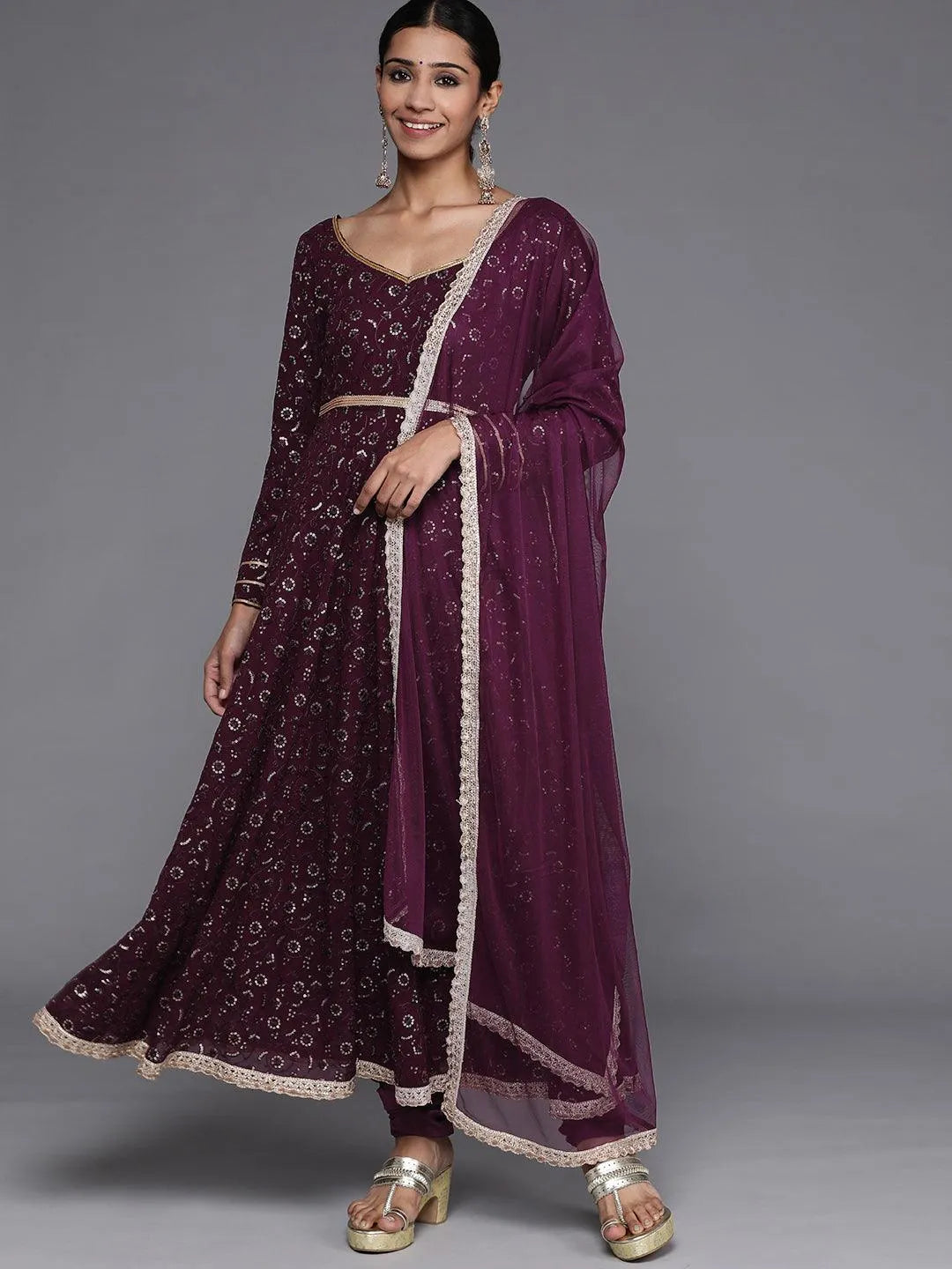 Buy online Dark Wine Knitted Patiala Salwar from Churidars