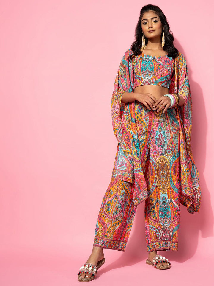 Multicoloured Printed Silk Blend Co-Ords - Libas