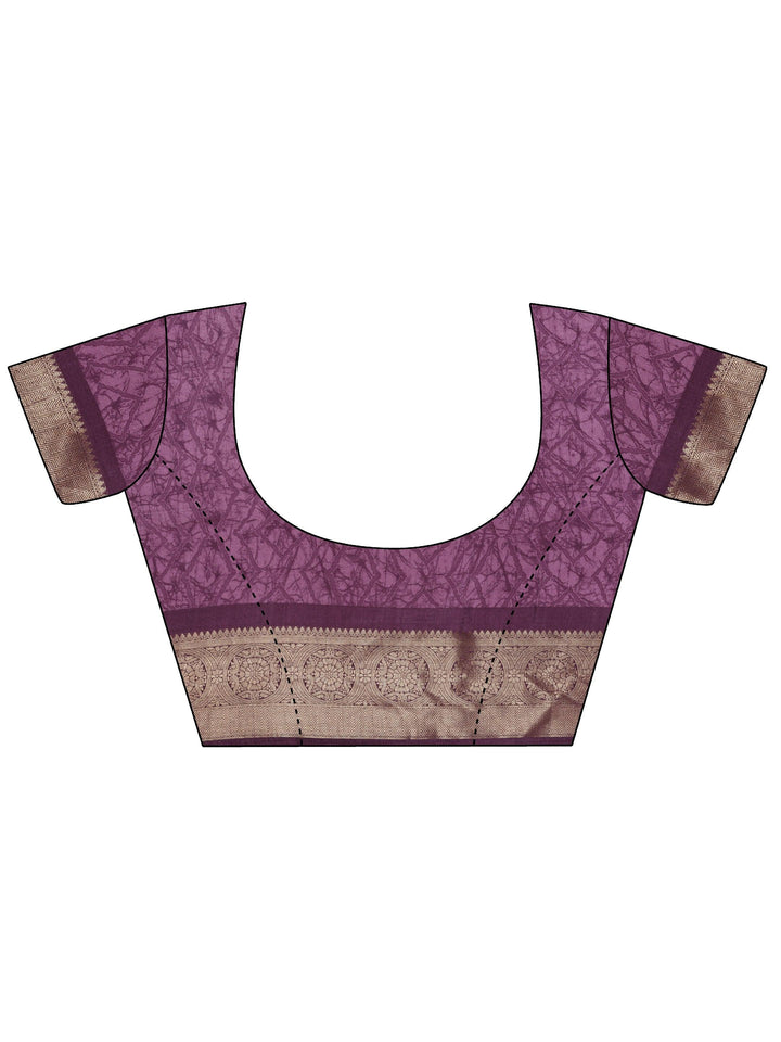 Mauve Printed Silk Blend Saree With Unstitched Blouse Piece - Libas