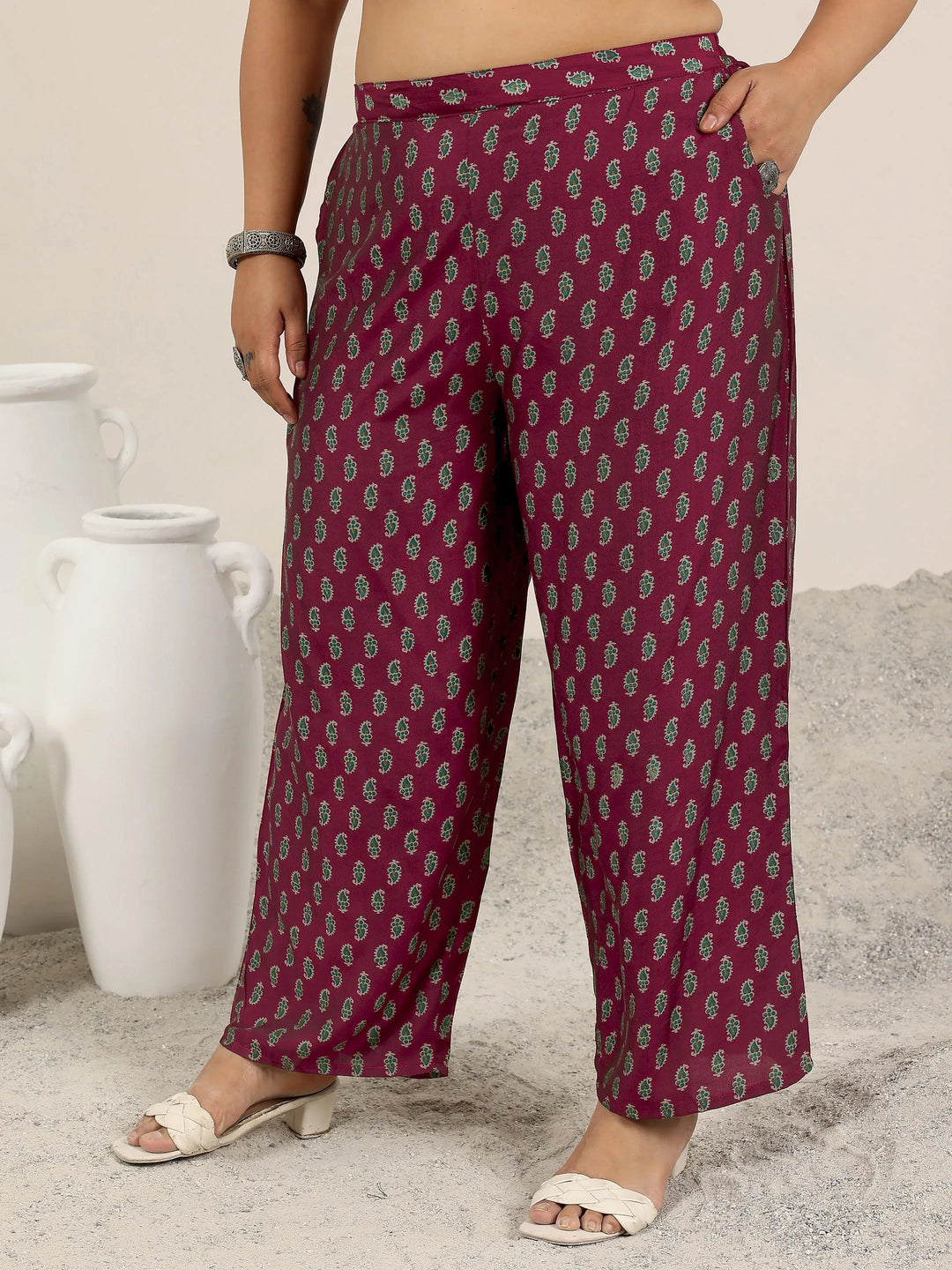  Plus Size Maroon Printed Silk Blend Straight Suit Set With Dupatta 