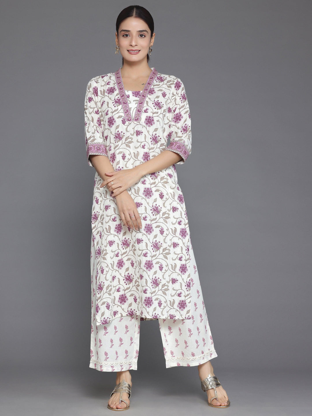 Buy Off White Printed Cotton Straight Kurta Online at Rs.699 | Libas