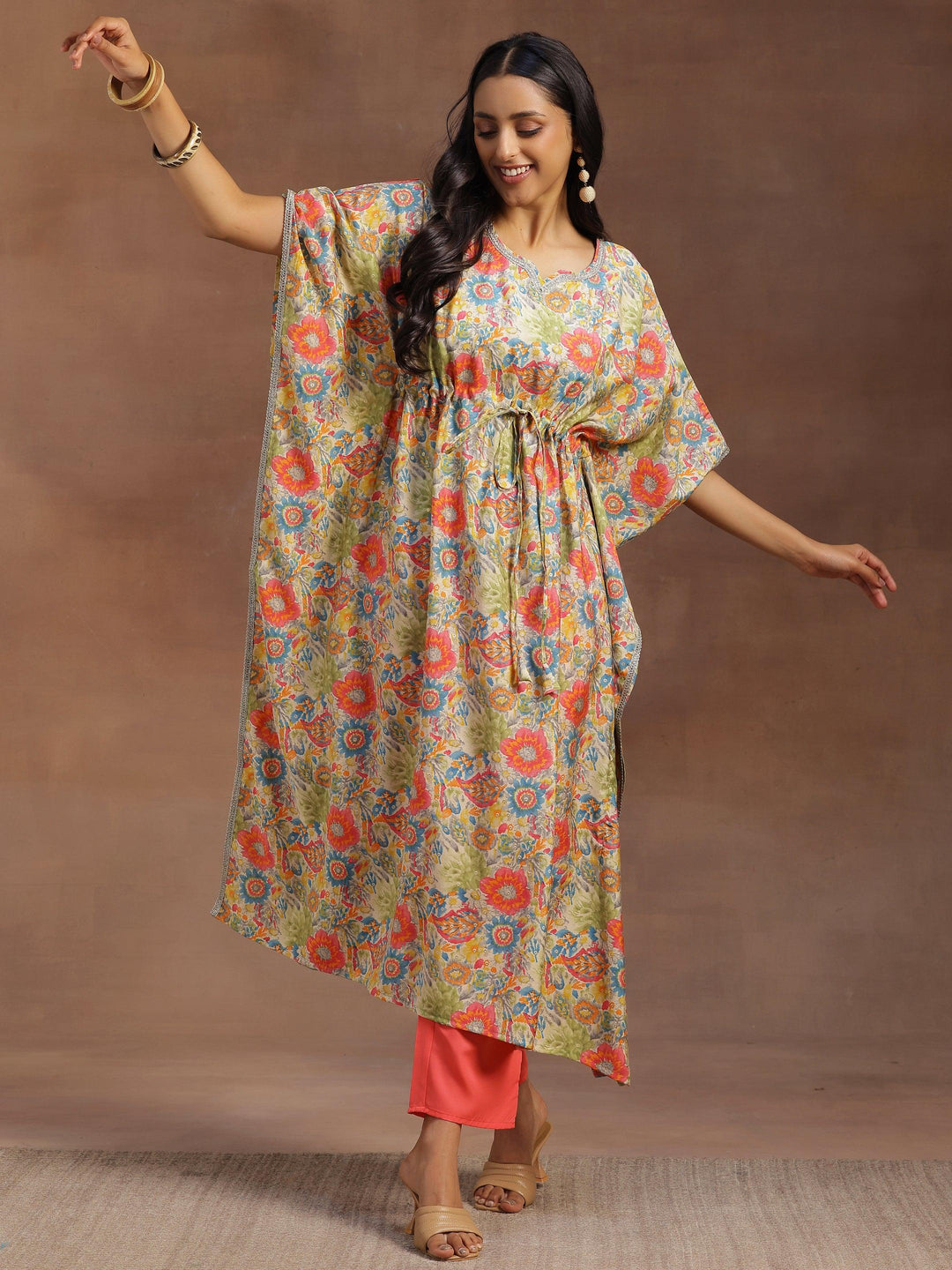 Multicoloured Printed Silk Blend Co-Ords - Libas 