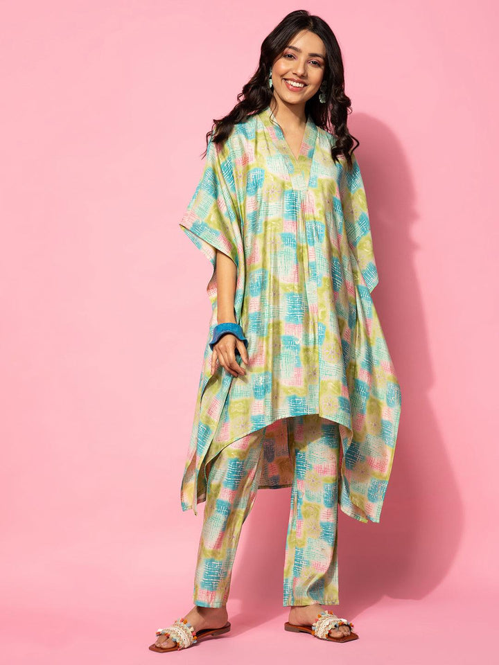 Green Printed Silk Blend Co-Ords - Libas