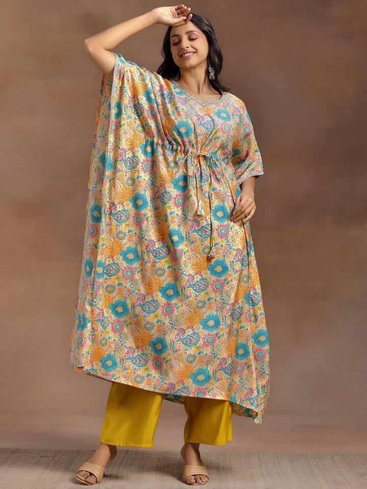 Multicoloured Printed Silk Blend Co-Ords - Libas