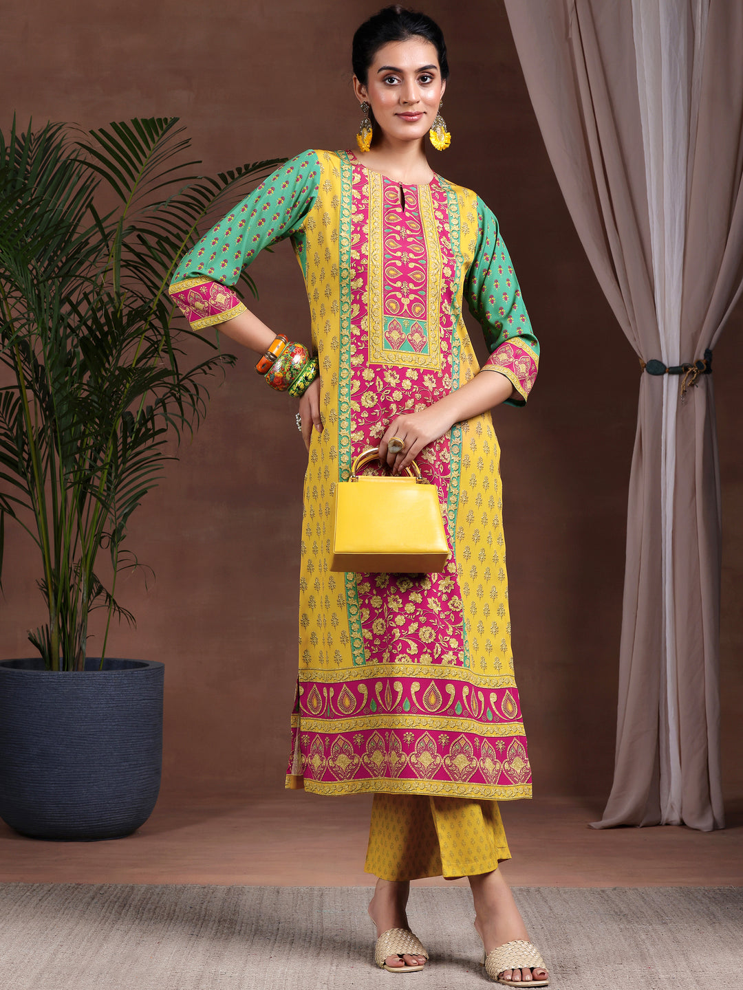 Multi Printed Poly Crepe Straight Suit With Dupatta