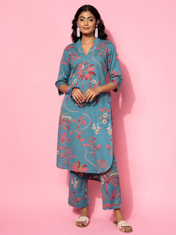 Blue Printed Cotton Co-Ords - Libas