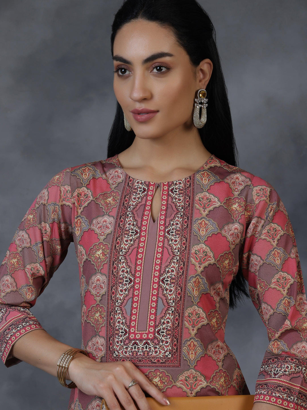 Multicoloured Printed Crepe Straight Kurta - Libas 