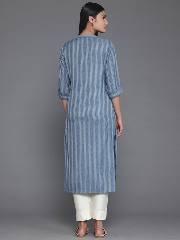 Grey Woven Design Rayon Straight Kurta - Libas