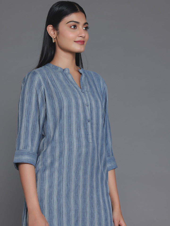 Grey Woven Design Rayon Straight Kurta - Libas