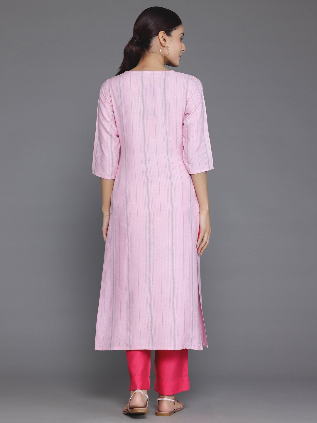 Pink Yoke Design Rayon Straight Kurta - Libas 