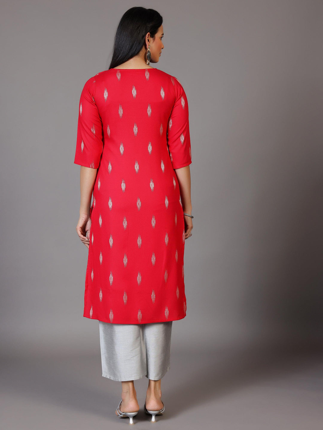 Pink Embroidered Rayon Straight Kurta - Libas 