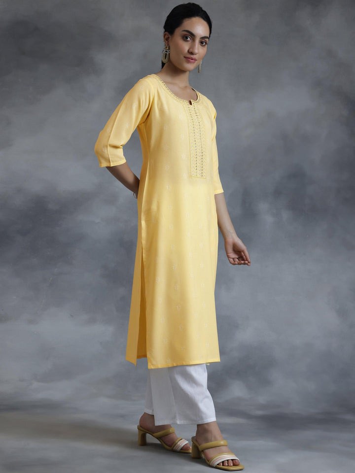 Lemon Cotton Straight Kurta - Libas