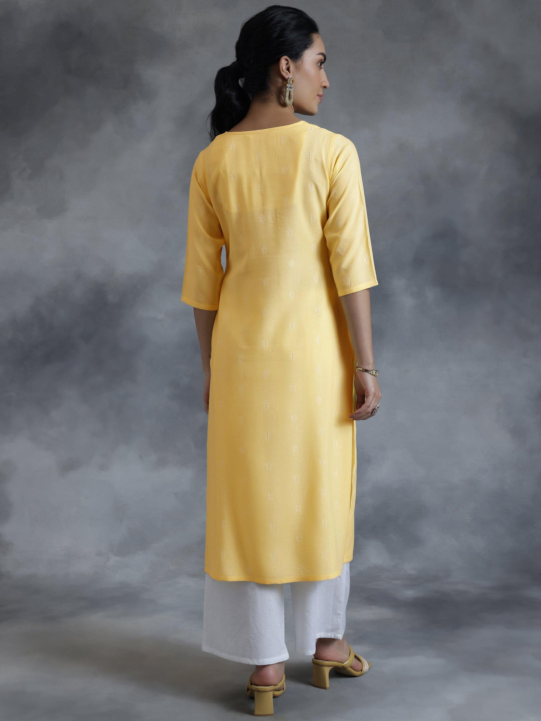 Lemon Cotton Straight Kurta - Libas 