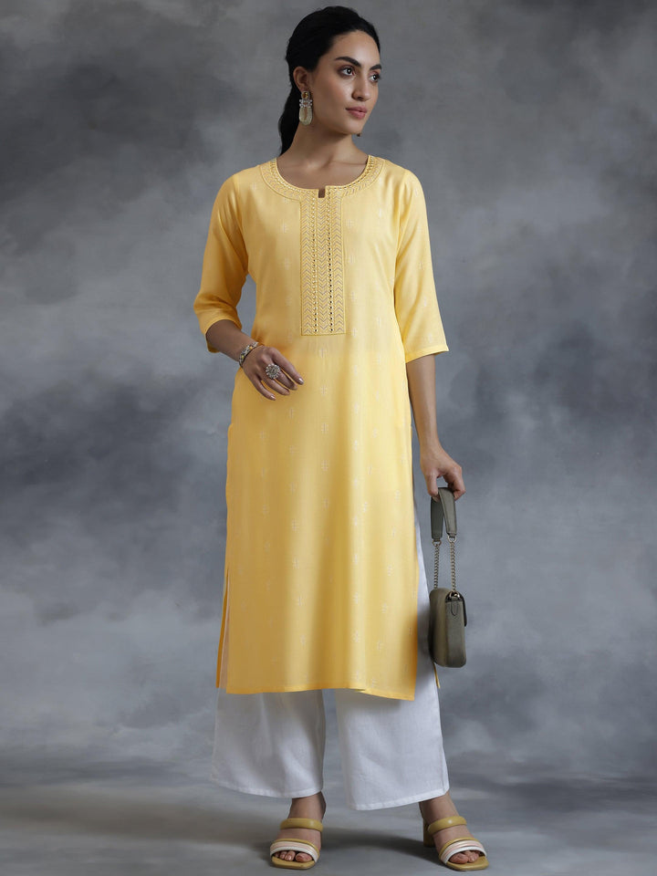 Lemon Cotton Straight Kurta - Libas