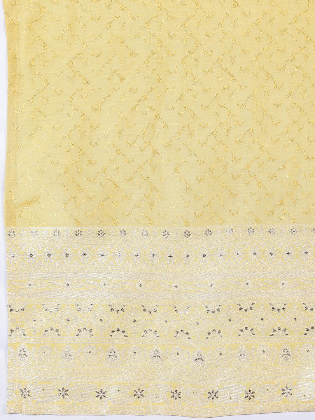 Yellow Woven Design Silk Blend Straight Suit With Dupatta - Libas 