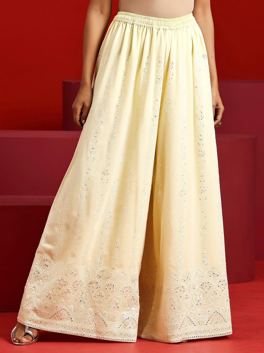 Libas Art Yellow Embroidered Georgette Straight Suit With Dupatta - Libas 