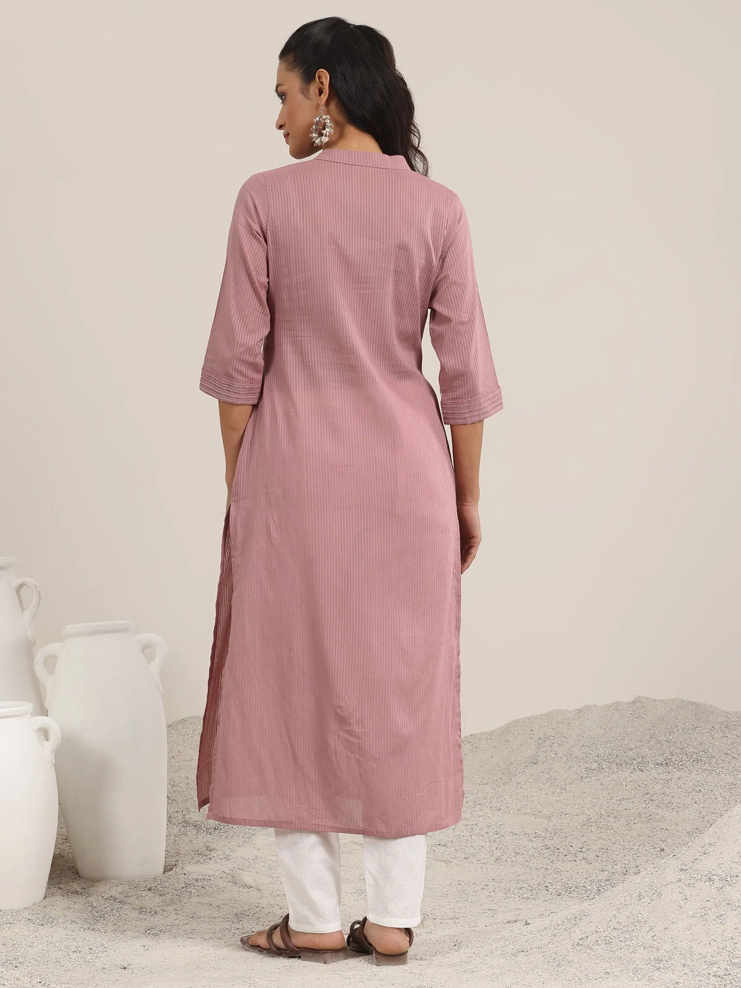  Mauve Printed Cotton Straight Kurta 