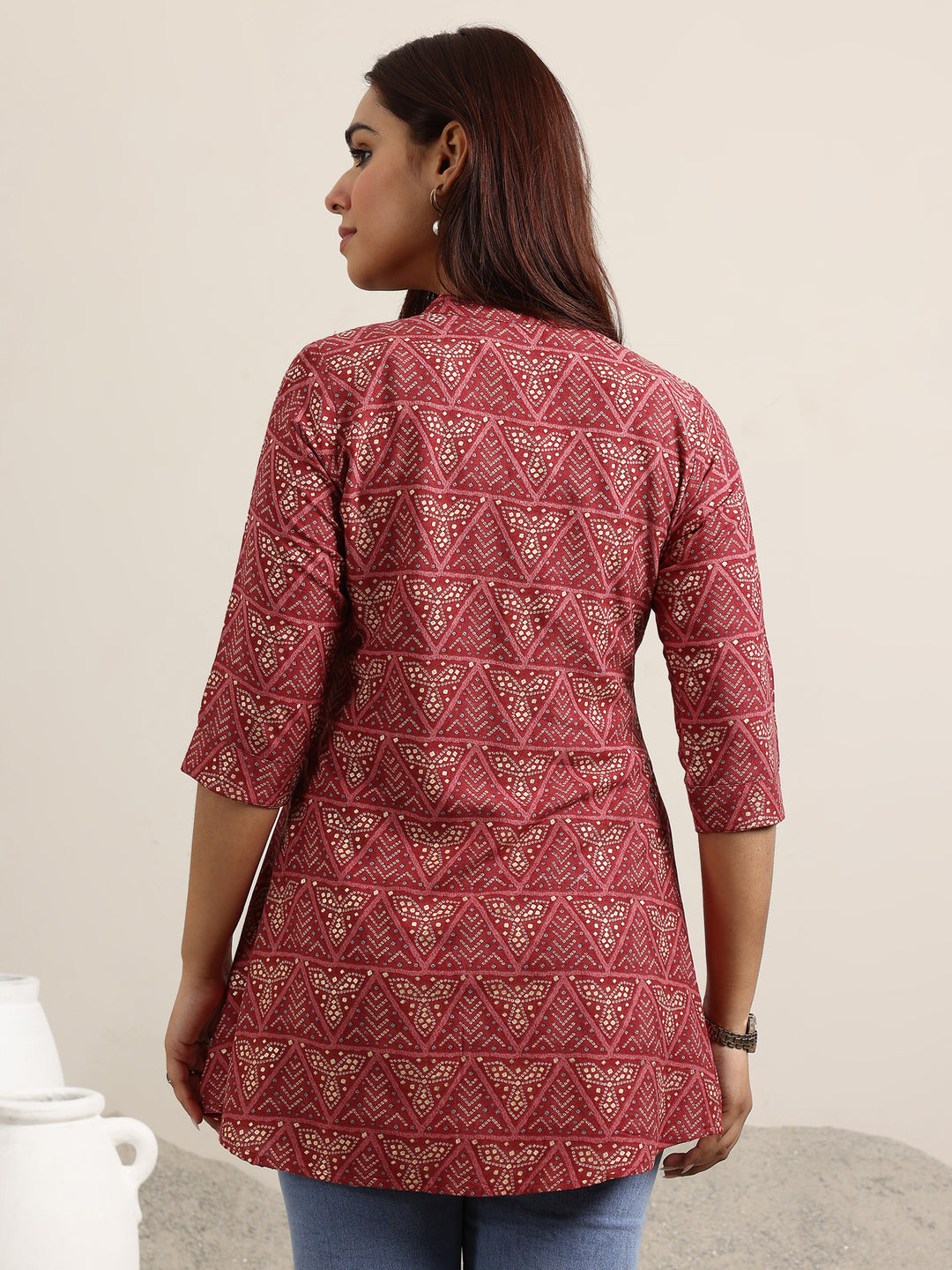  Mauve Printed Rayon Straight Kurti 