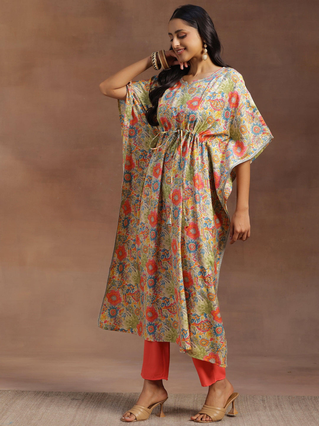 Multicoloured Printed Silk Blend Co-Ords - Libas