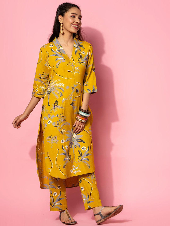 Mustard Printed Cotton Co-Ords - Libas