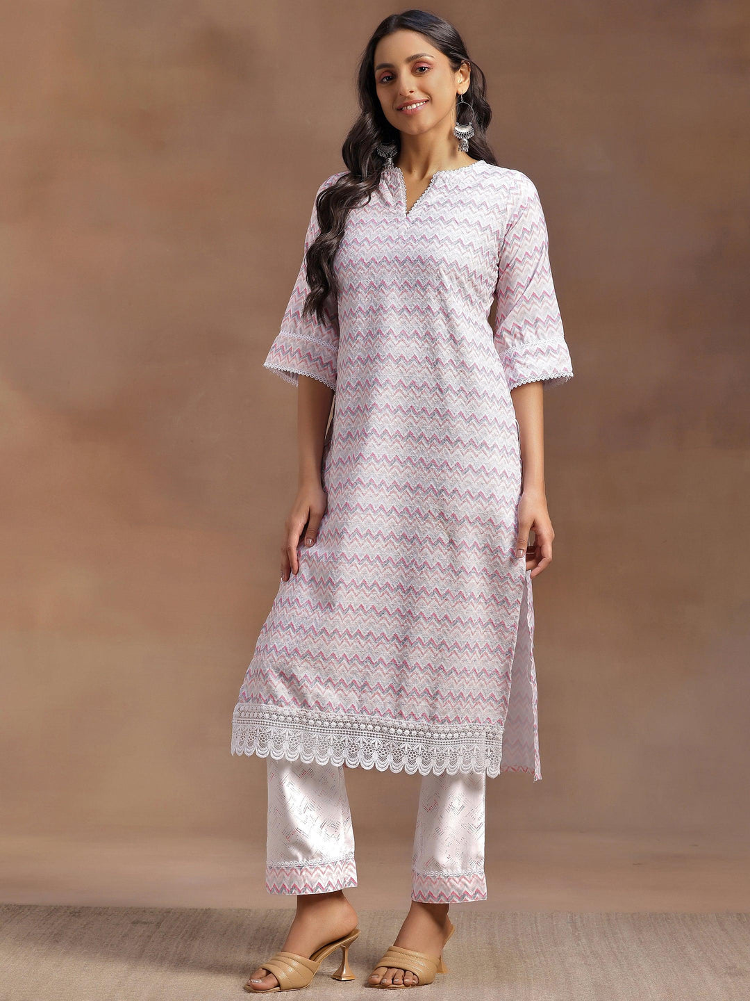 Pink Embroidered Cotton Blend Straight Suit With Dupatta - Libas 