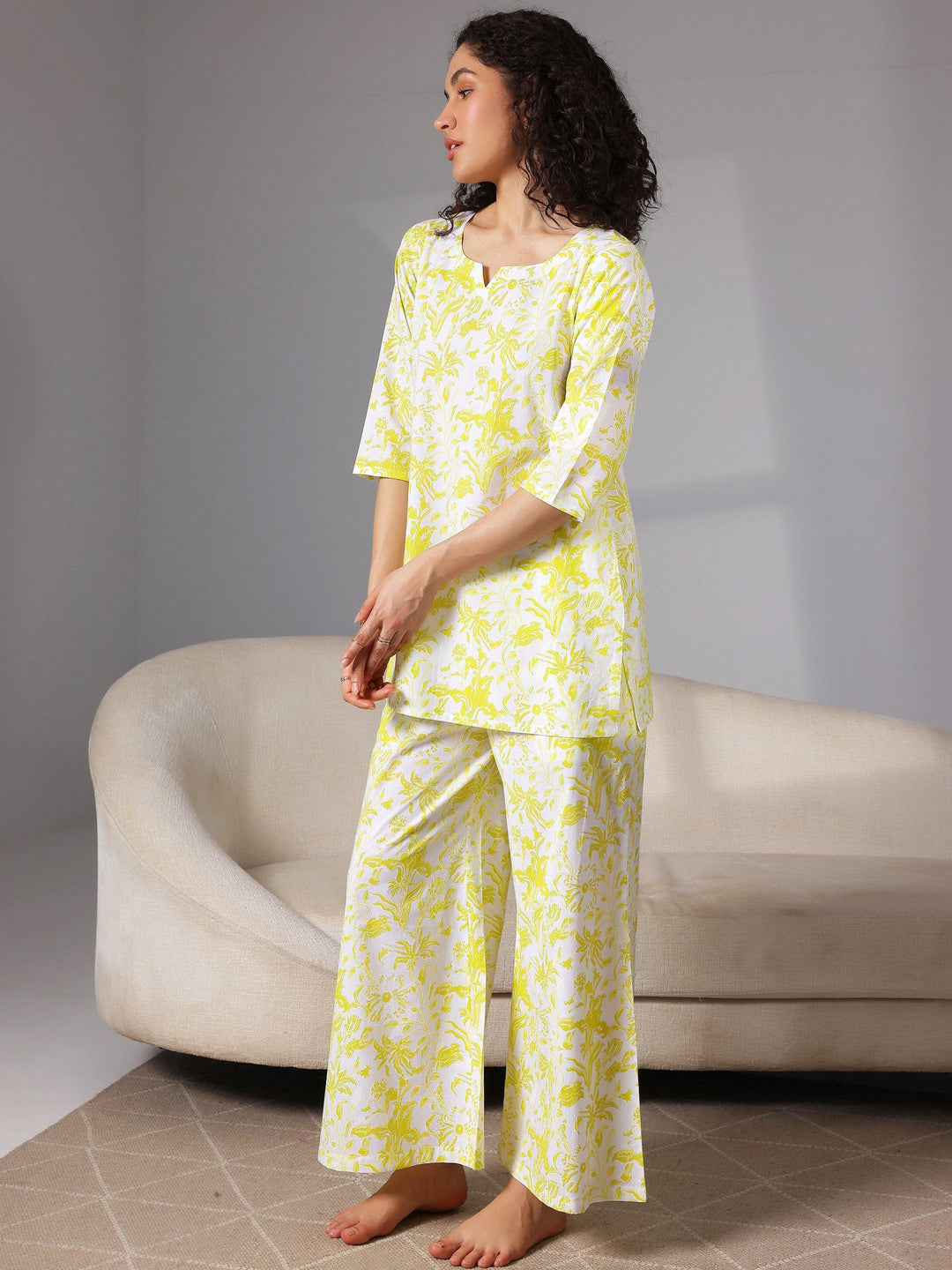 Green Printed Cotton Night Suits - Libas 