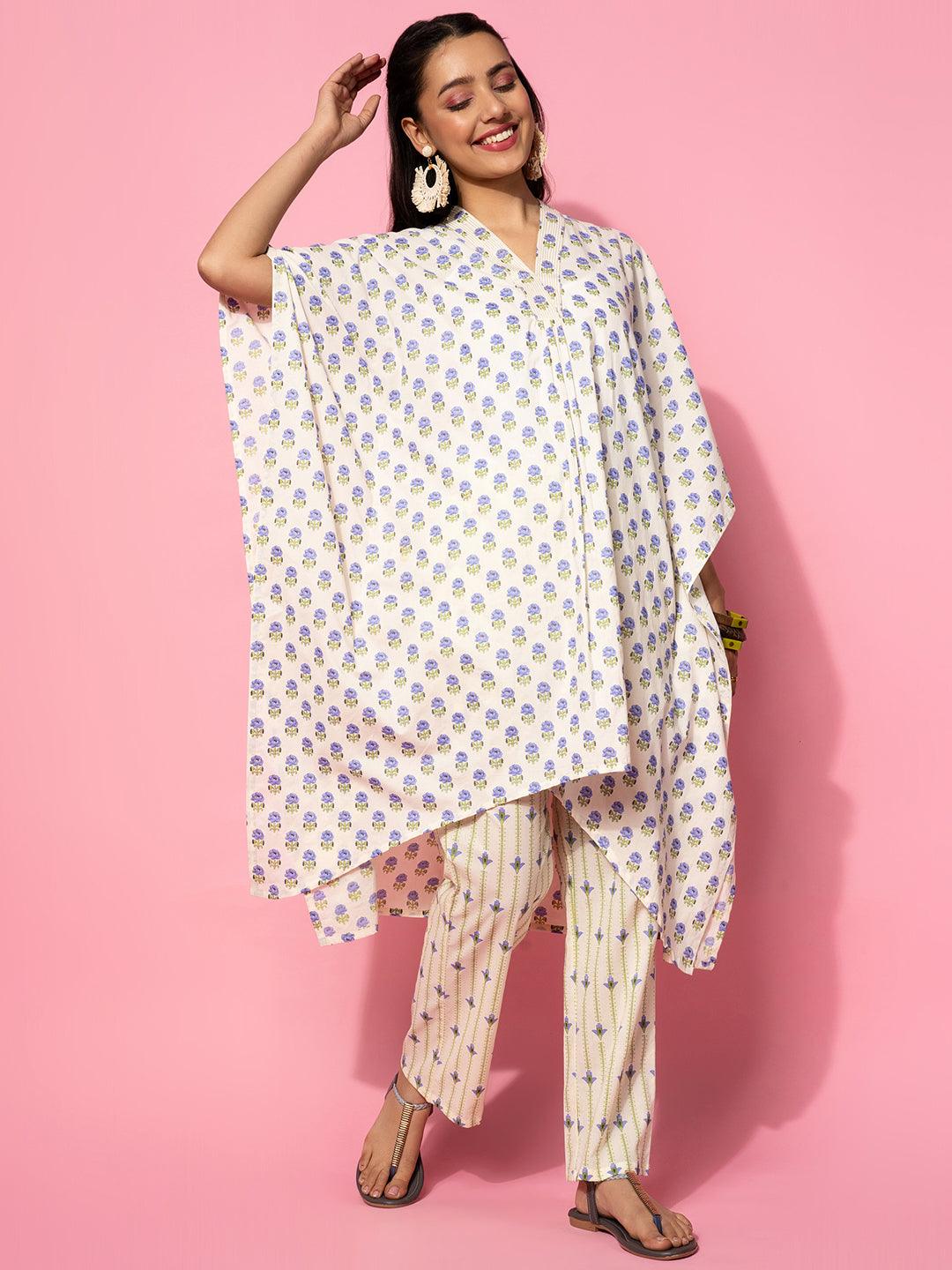 Cream Printed Cotton Co-Ords - Libas