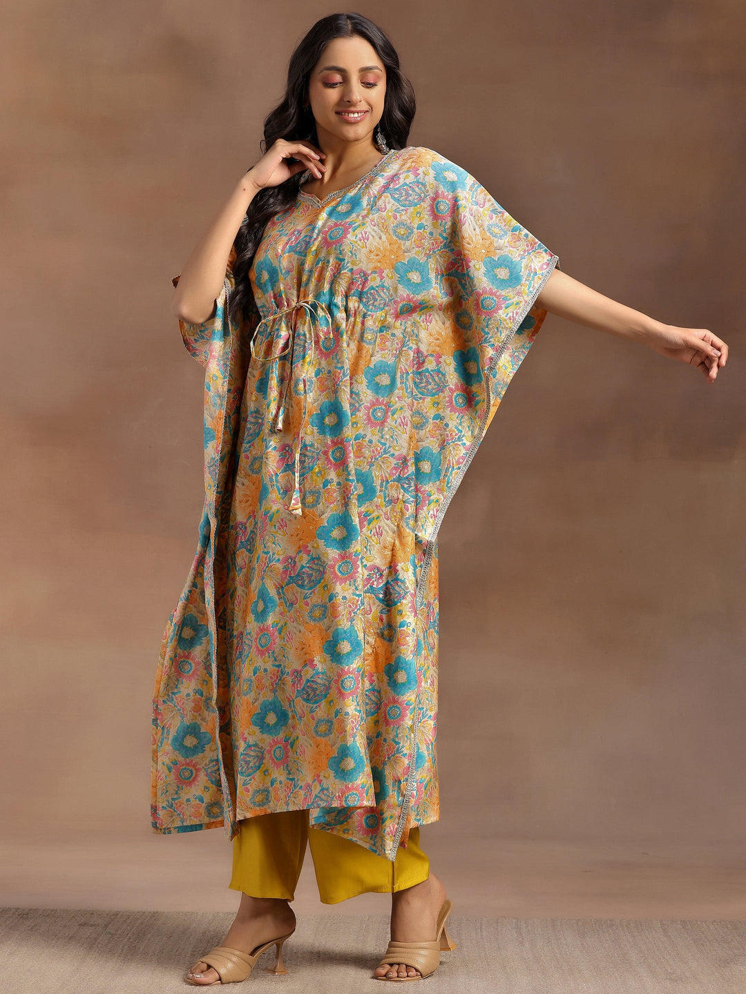 Multicoloured Printed Silk Blend Co-Ords - Libas