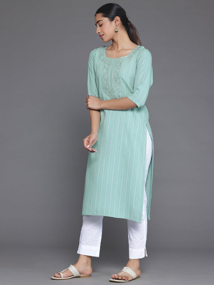 Green Yoke Design Rayon Straight Kurta - Libas