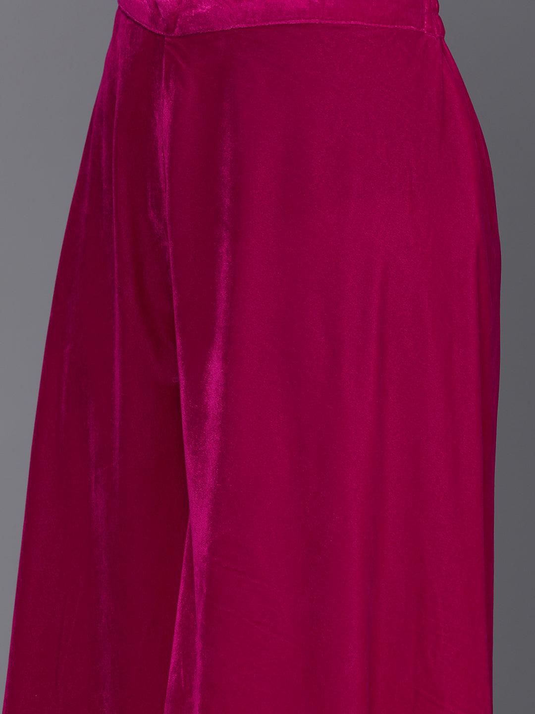 Pink Solid Velvet Co-Ords - Libas 