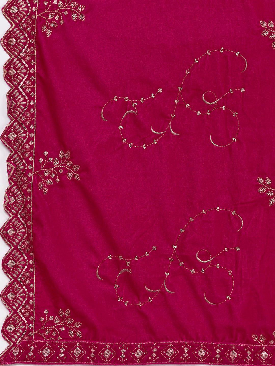 Pink Solid Velvet Co-Ords - Libas 