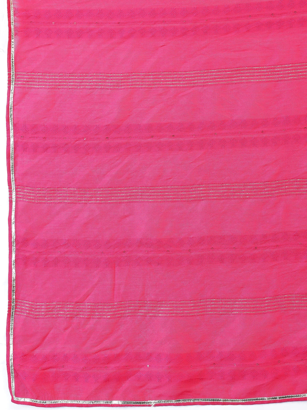 Pink Yoke Design Chanderi Silk Straight Kurta With Trousers & Dupatta - Libas