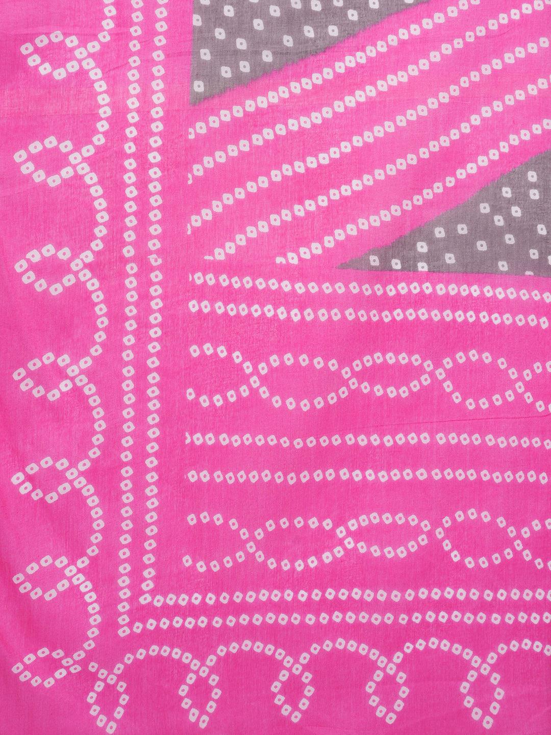 Pink Printed Cotton Straight Suit With Dupatta - Libas 