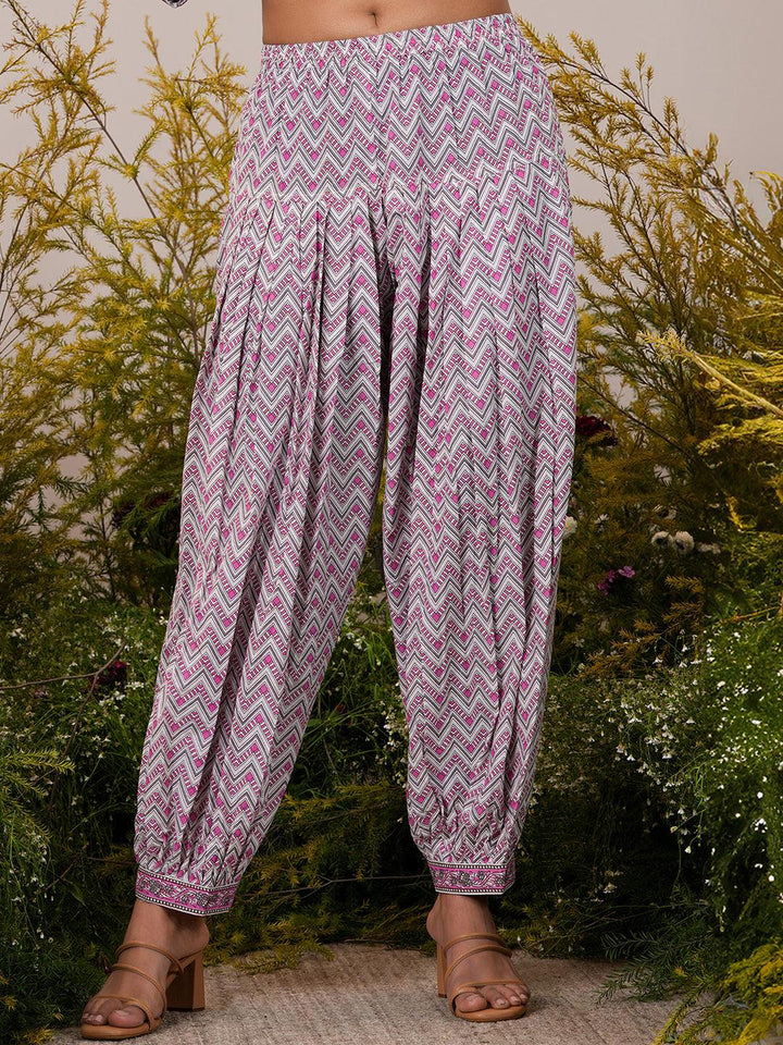 Pink Printed Cotton Straight Suit With Dupatta - Libas