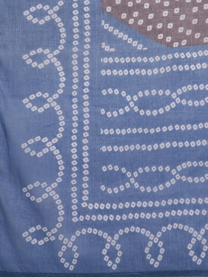 Blue Printed Cotton Straight Suit With Dupatta - Libas