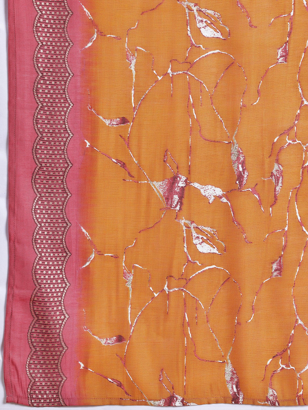 Mauve Printed Silk Blend Straight Suit With Dupatta - Libas