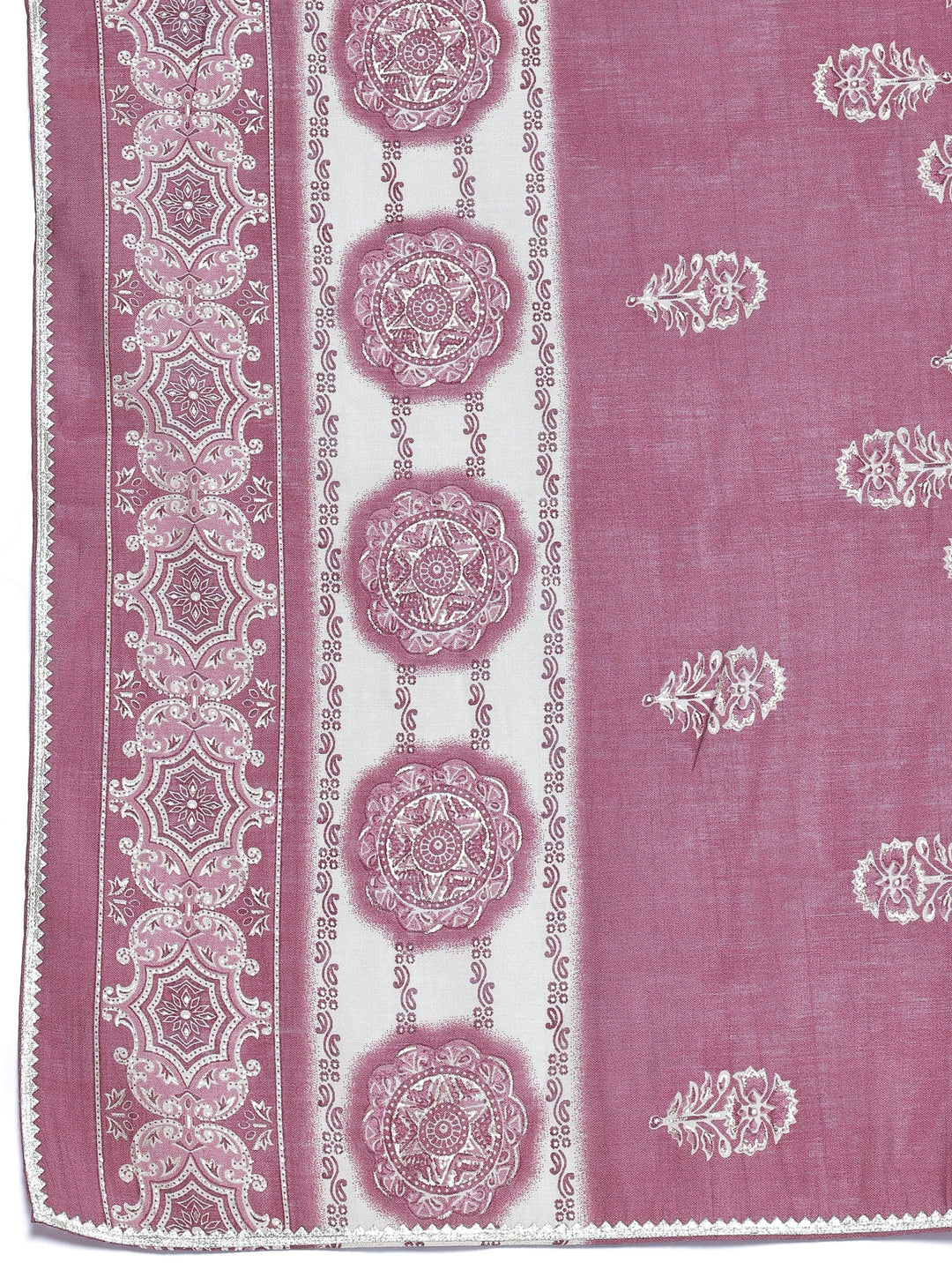 Mauve Printed Silk Blend Anarkali Suit With Dupatta - Libas