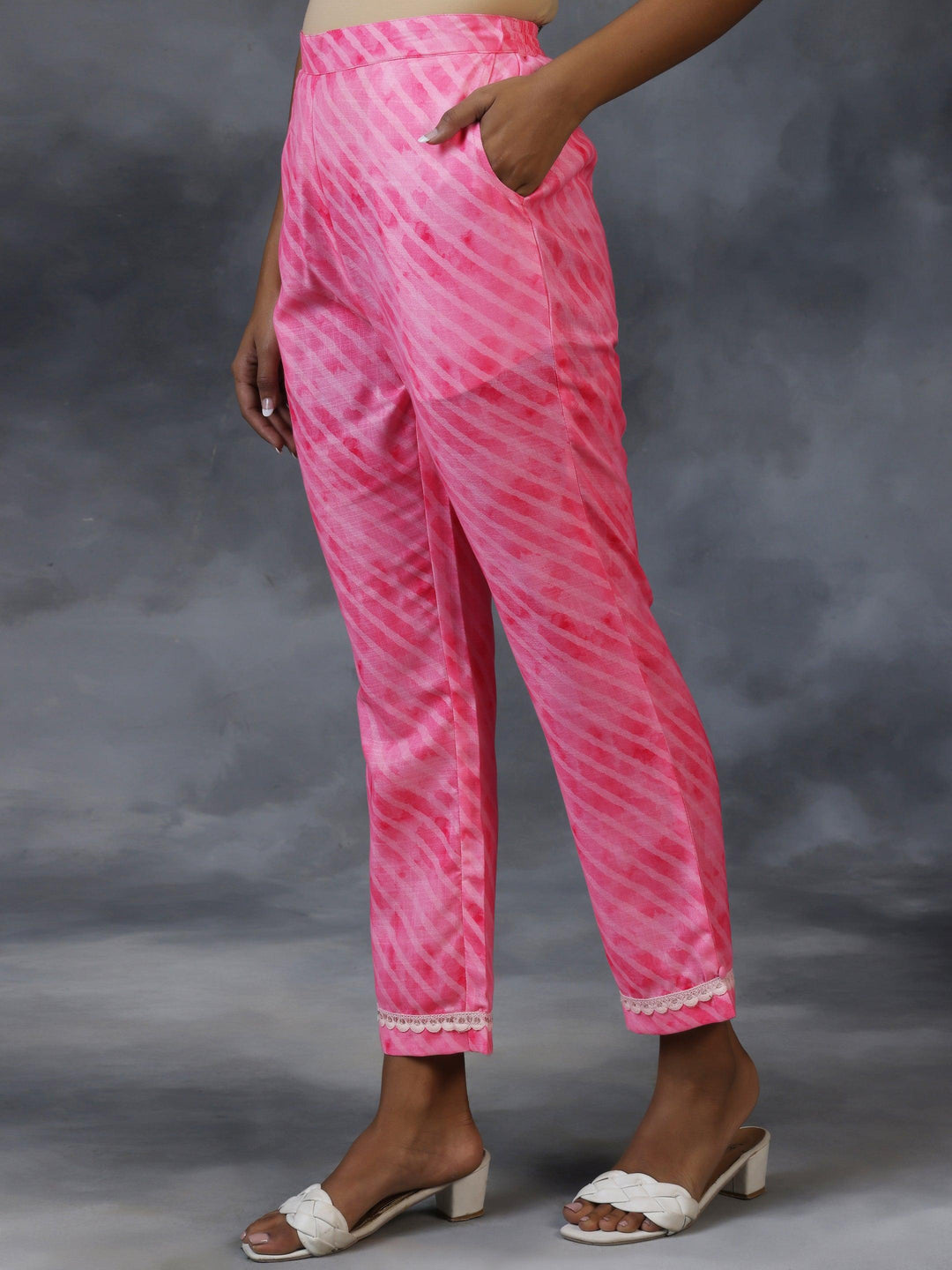 Pink Printed Cotton Straight Suit With Dupatta - Libas 