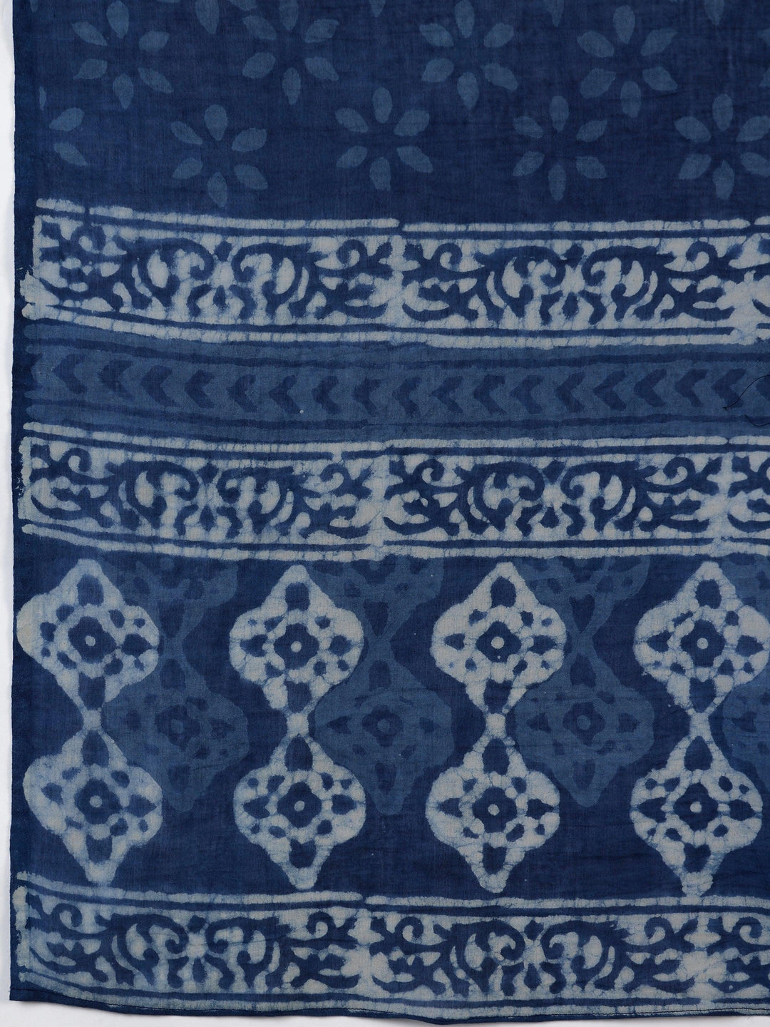 Blue Printed Cotton Straight Suit With Dupatta - Libas 