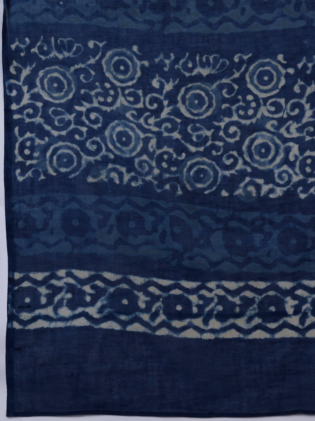 Blue Printed Cotton Straight Suit With Dupatta - Libas 