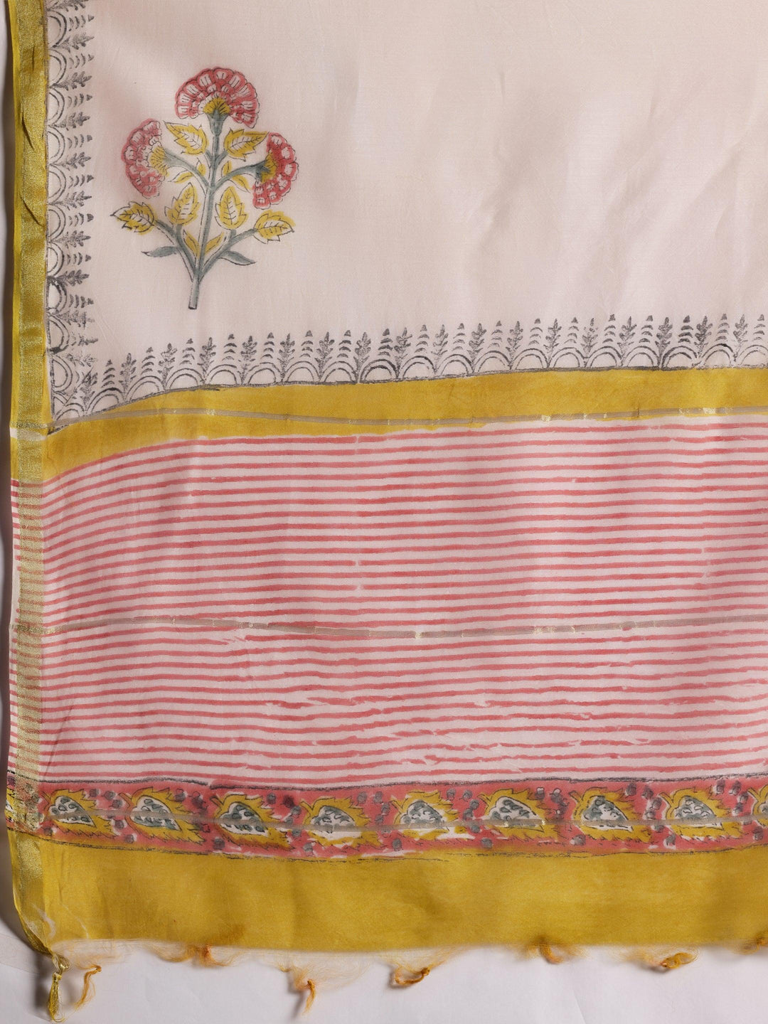 Yellow Printed Cotton Straight Suit With Dupatta - Libas 