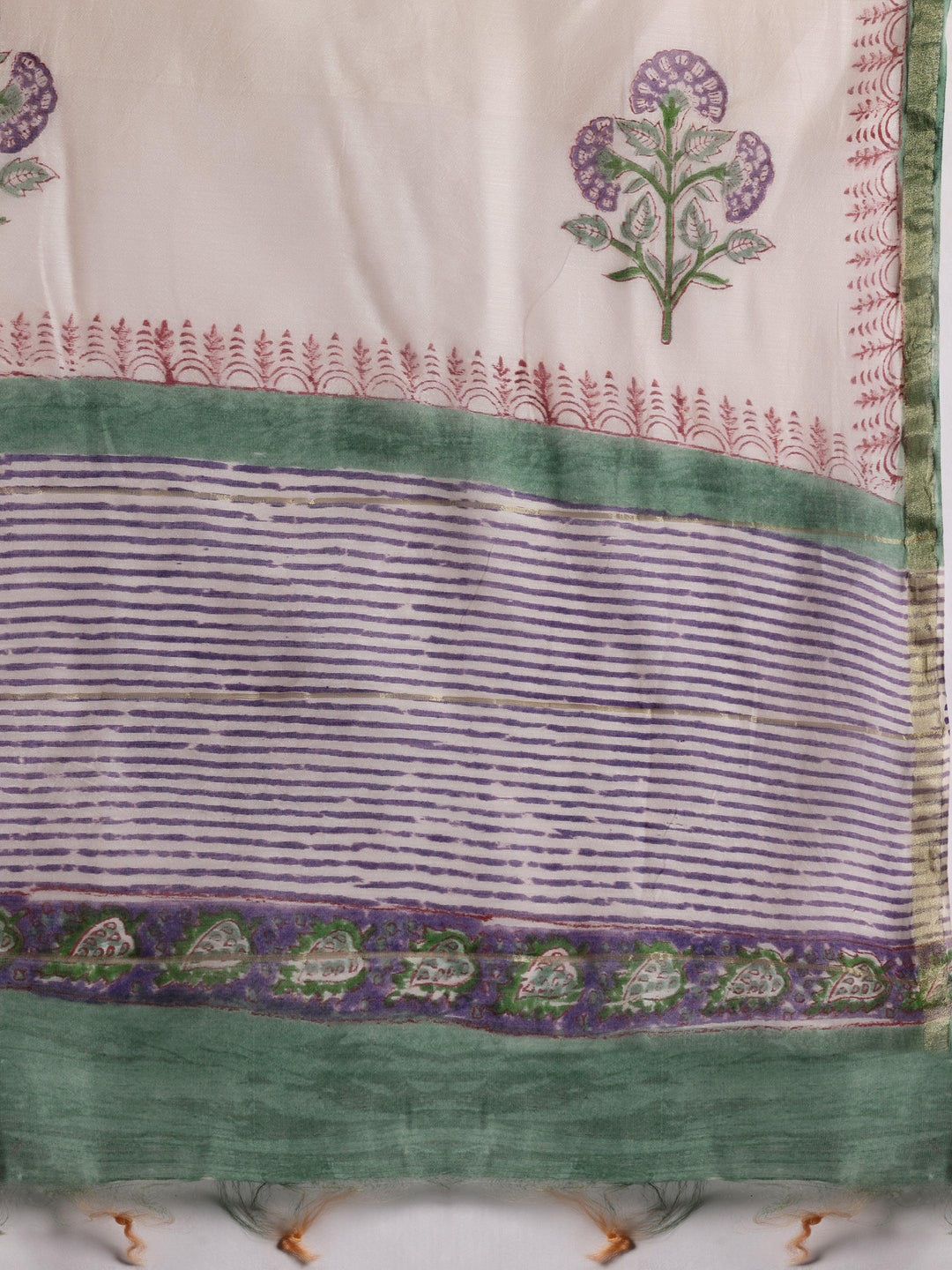 Green Printed Cotton Straight Suit With Dupatta - Libas 