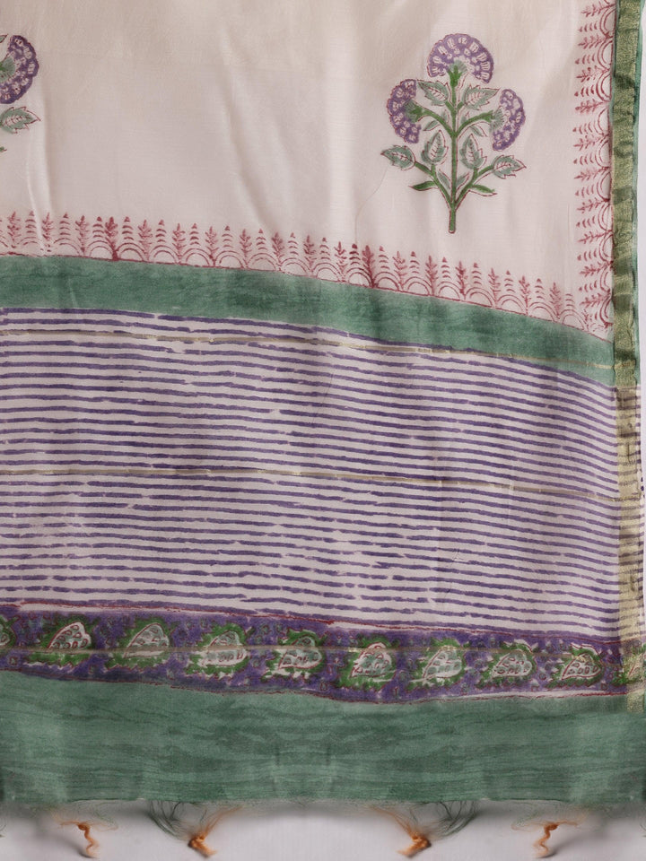 Green Printed Cotton Straight Suit With Dupatta - Libas