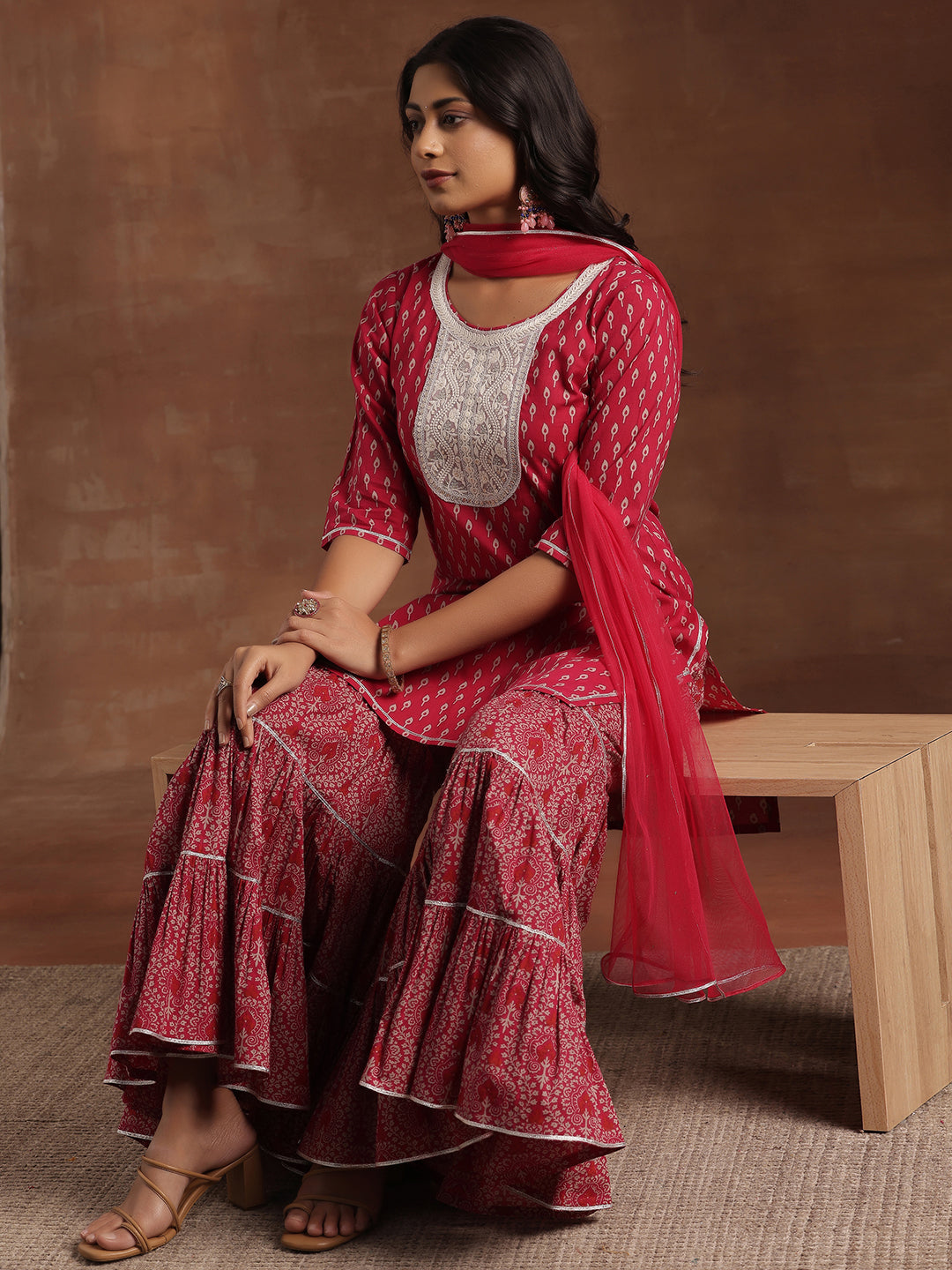  Pink Printed Cotton Straight Suit With Dupatta 