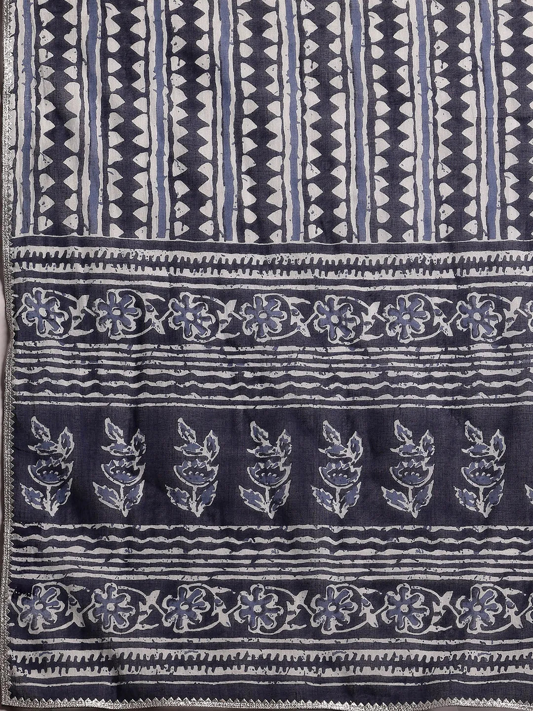  Indigo Printed Cotton Straight Suit With Dupatta 