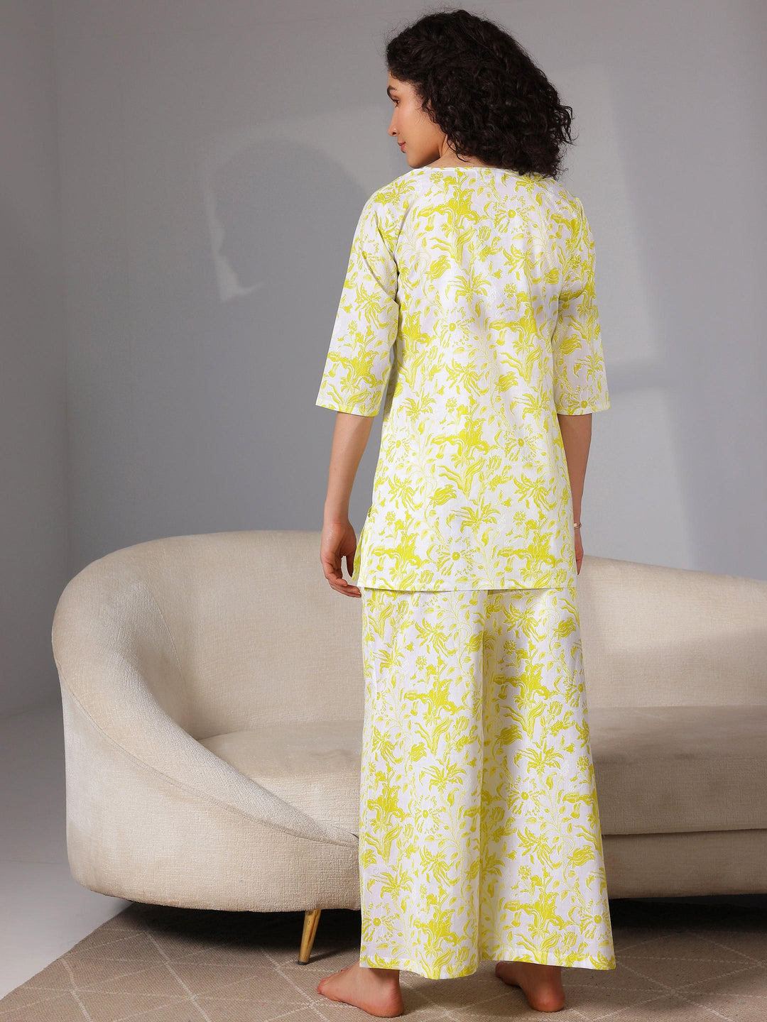 Green Printed Cotton Night Suits - Libas 