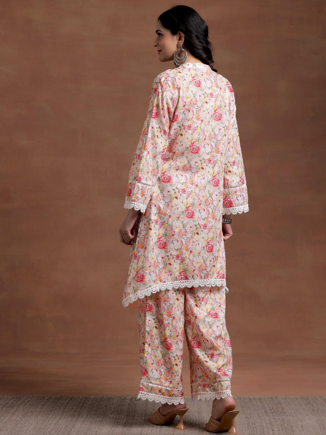 Multi Printed Cotton A-Line Kurta With Palazzos - Libas 