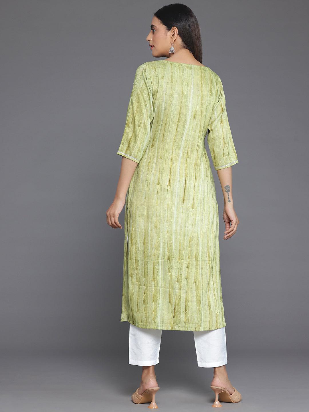 Green Yoke Design Cotton Straight Kurta - Libas 